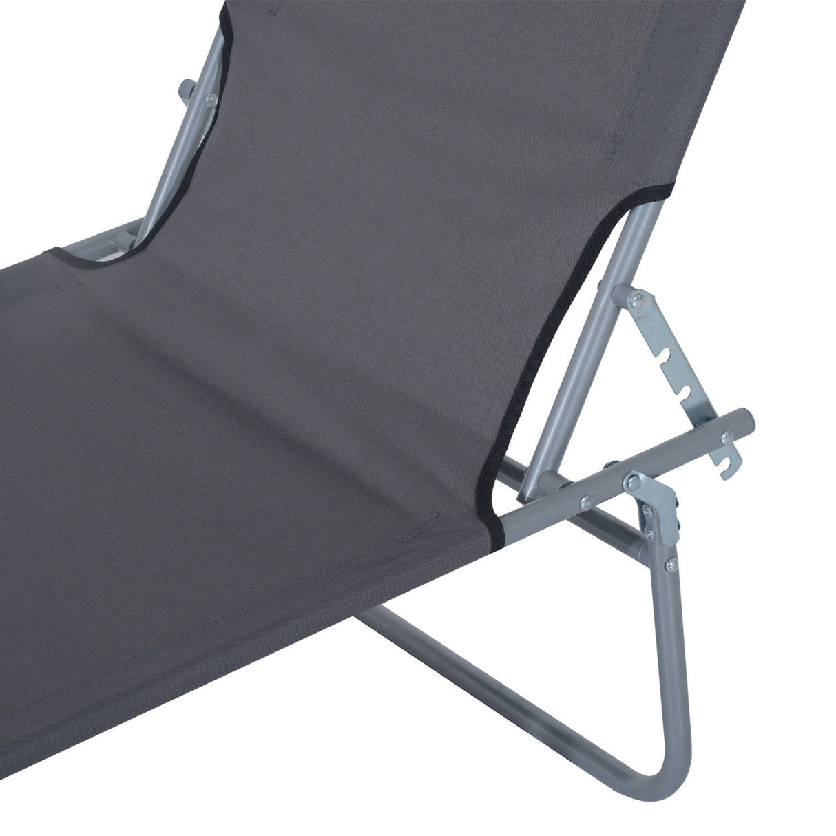 Steel Folding Reclining Garden Sun Lounger With Canopy - Velmora