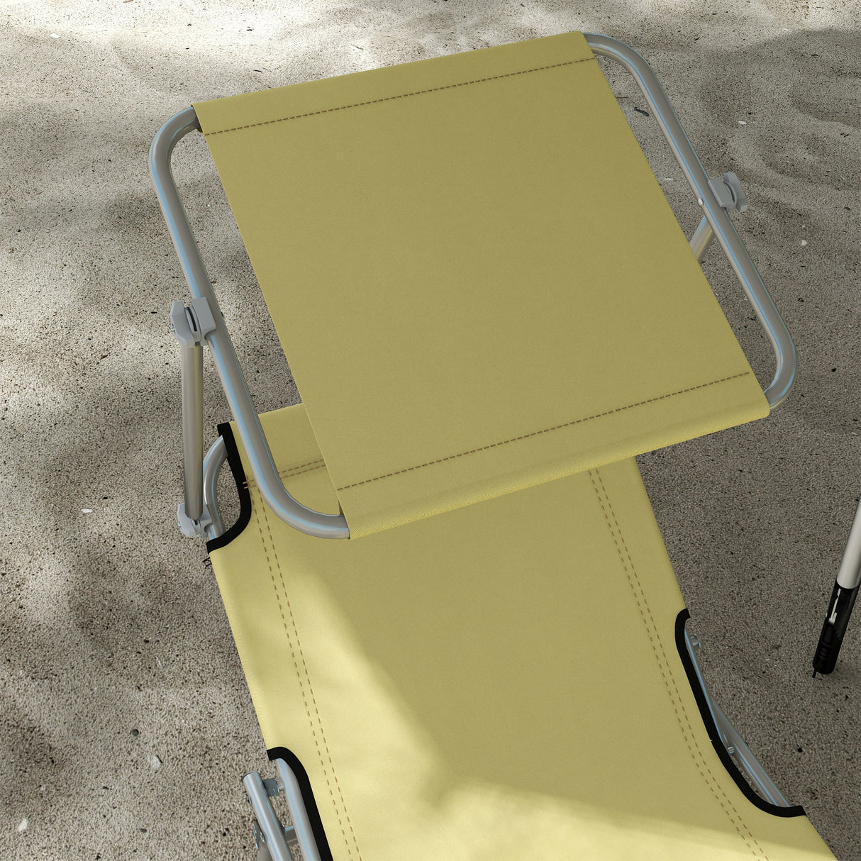 Steel Folding Reclining Garden Sun Lounger in Set of 2 With Canopy - Velmora