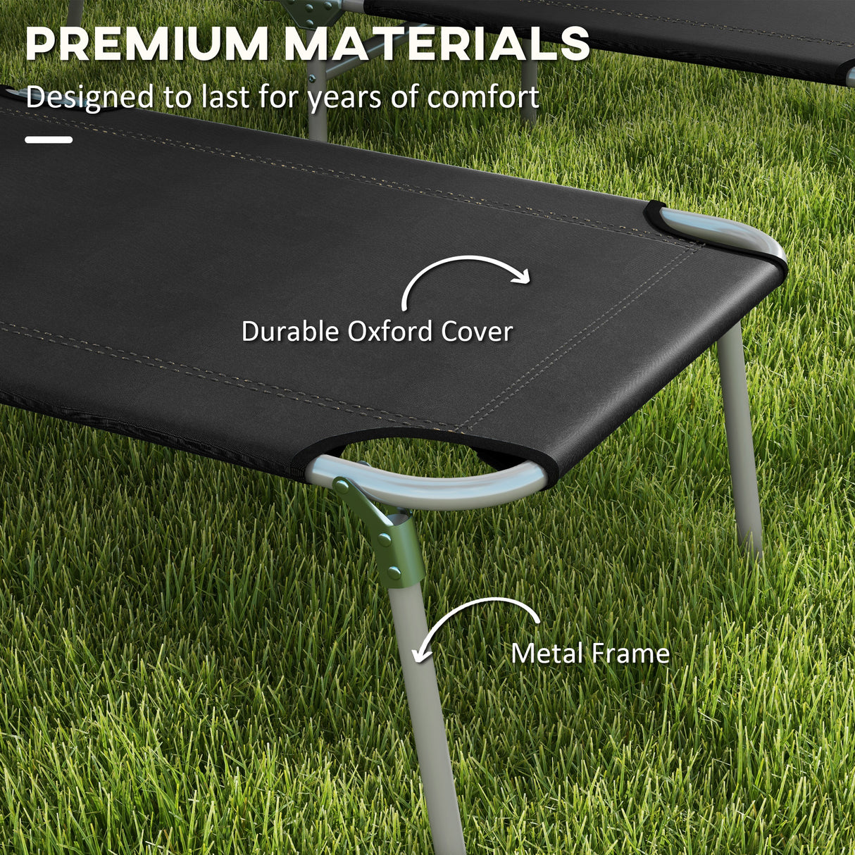 Steel Folding Reclining Garden Sun Lounger in Set of 2 With Canopy - Velmora