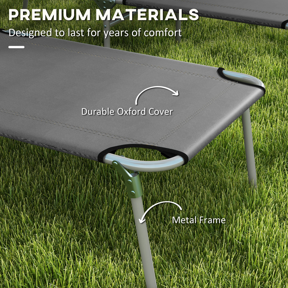 Steel Folding Reclining Garden Sun Lounger in Set of 2 With Canopy - Velmora