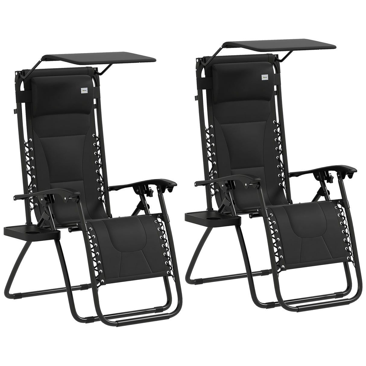 Steel Folding Reclining Zero Gravity Garden Sun Lounger Chair in Set of 2 - Velmora