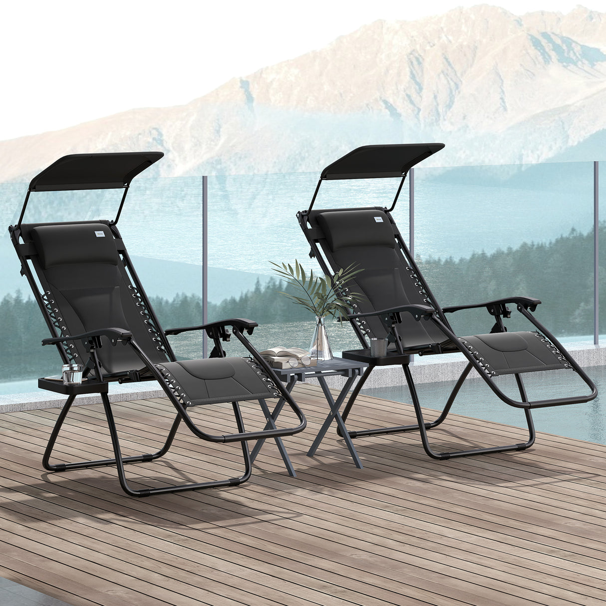Steel Folding Reclining Zero Gravity Garden Sun Lounger Chair in Set of 2 - Velmora