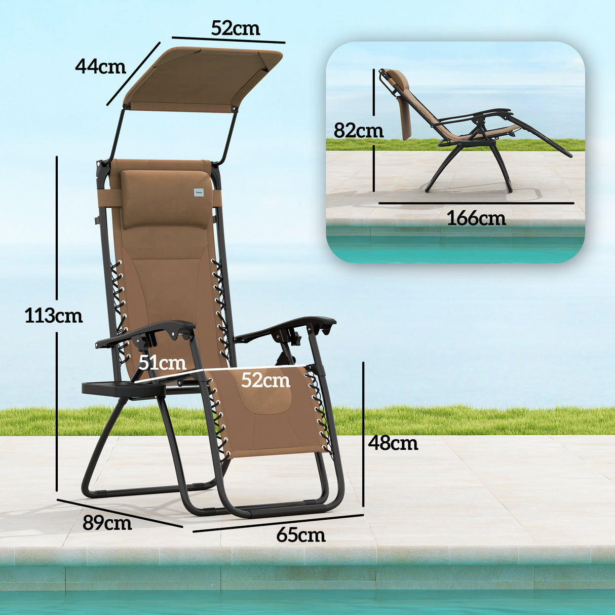 Steel Folding Reclining Zero Gravity Garden Sun Lounger Chair in Set of 2 - Velmora