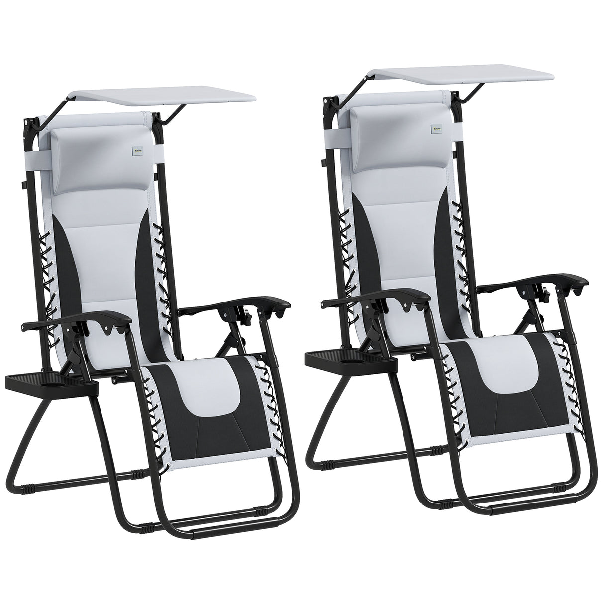 Steel Folding Reclining Zero Gravity Garden Sun Lounger Chair in Set of 2 - Velmora