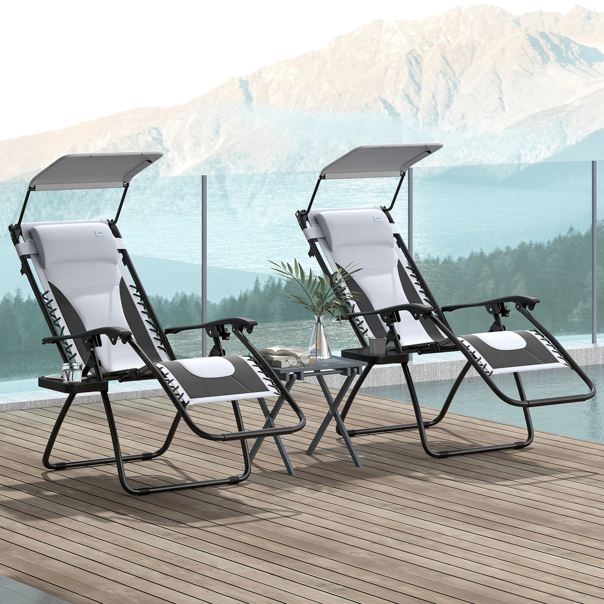 Steel Folding Reclining Zero Gravity Garden Sun Lounger Chair in Set of 2 - Velmora