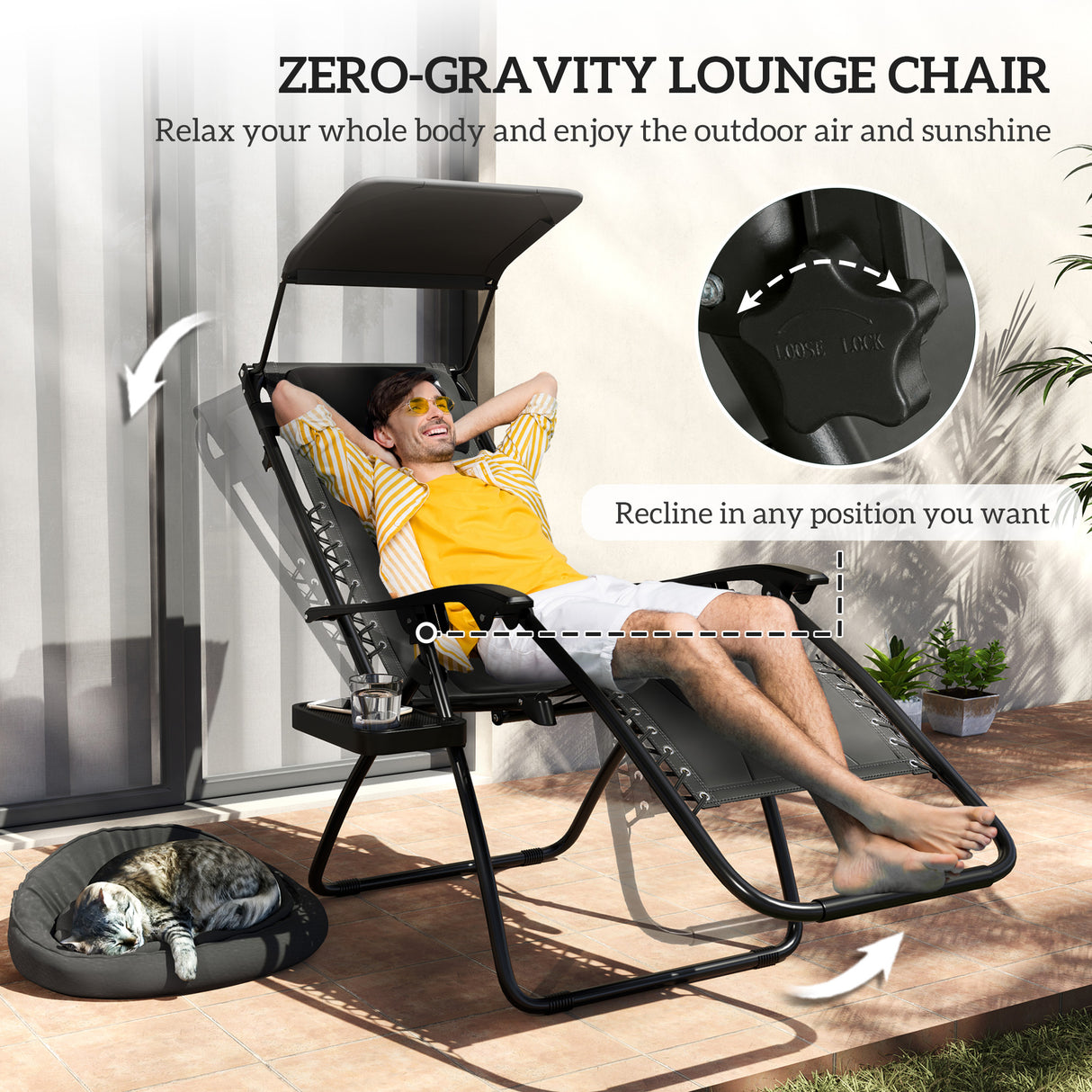 Steel Folding Reclining Zero Gravity Garden Sun Lounger Chair - Velmora