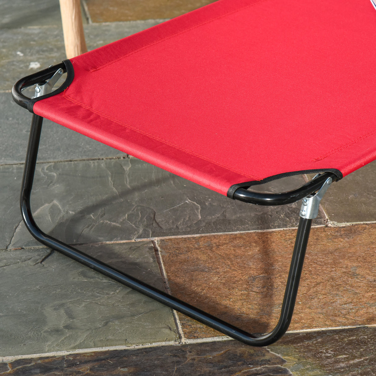 Steel Folding Sun Lounger With Face Hole And 4-Position Adjustable Backrest - Velmora