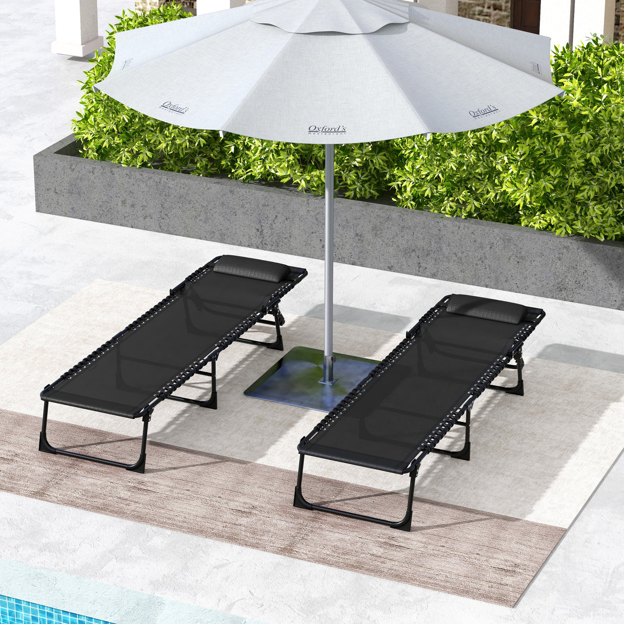 Steel Folding Sun Lounger in Set of 2 With 4-Position Backs - Velmora
