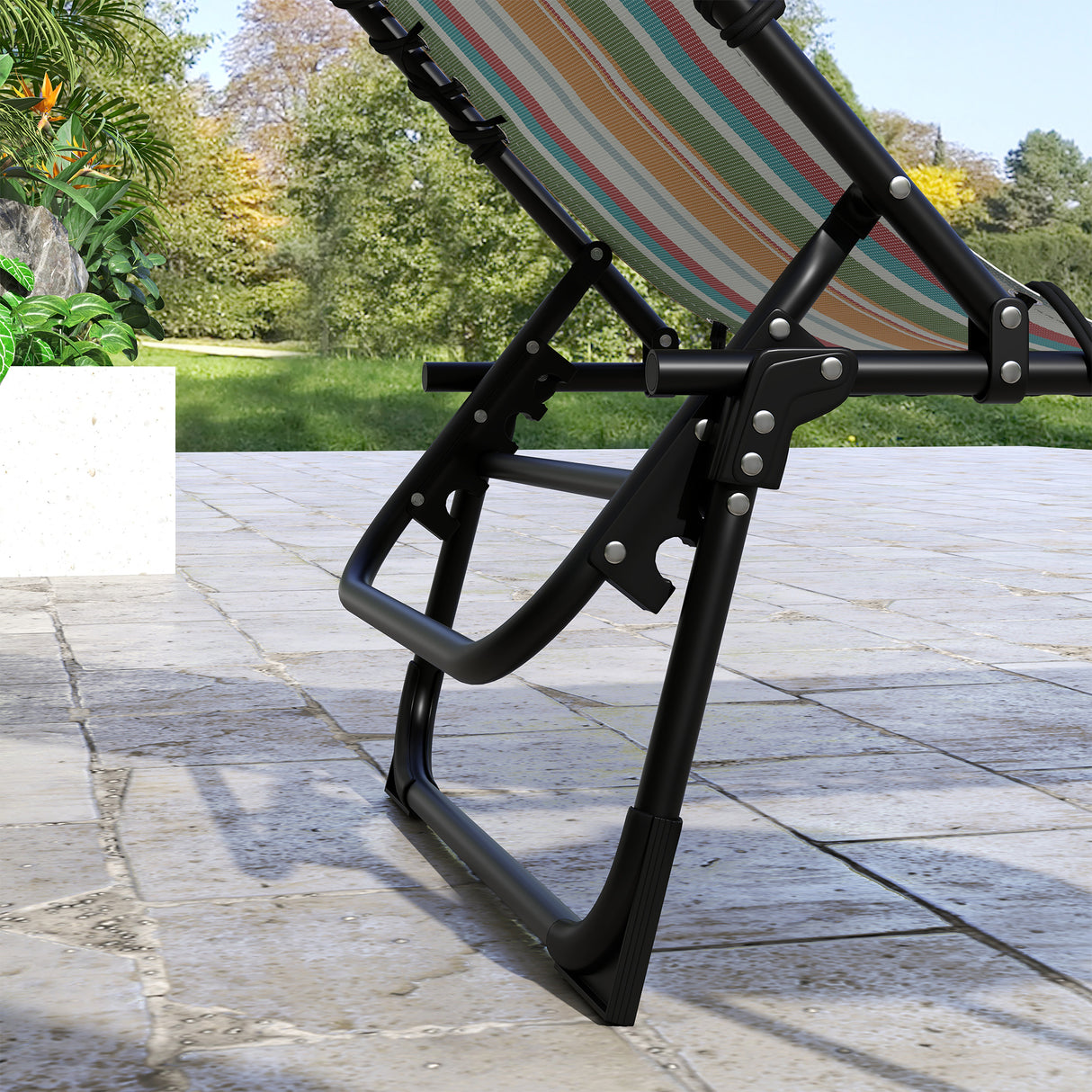 Steel Folding Sun Lounger in Set of 2 With 4-Position Backs - Velmora