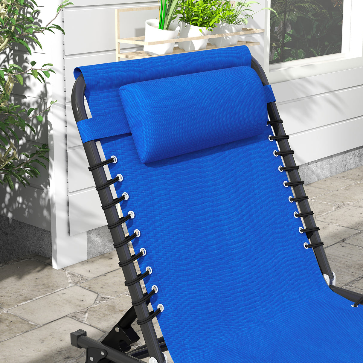 Steel Folding Sun Lounger in Set of 2 With 4-Position Backs - Velmora