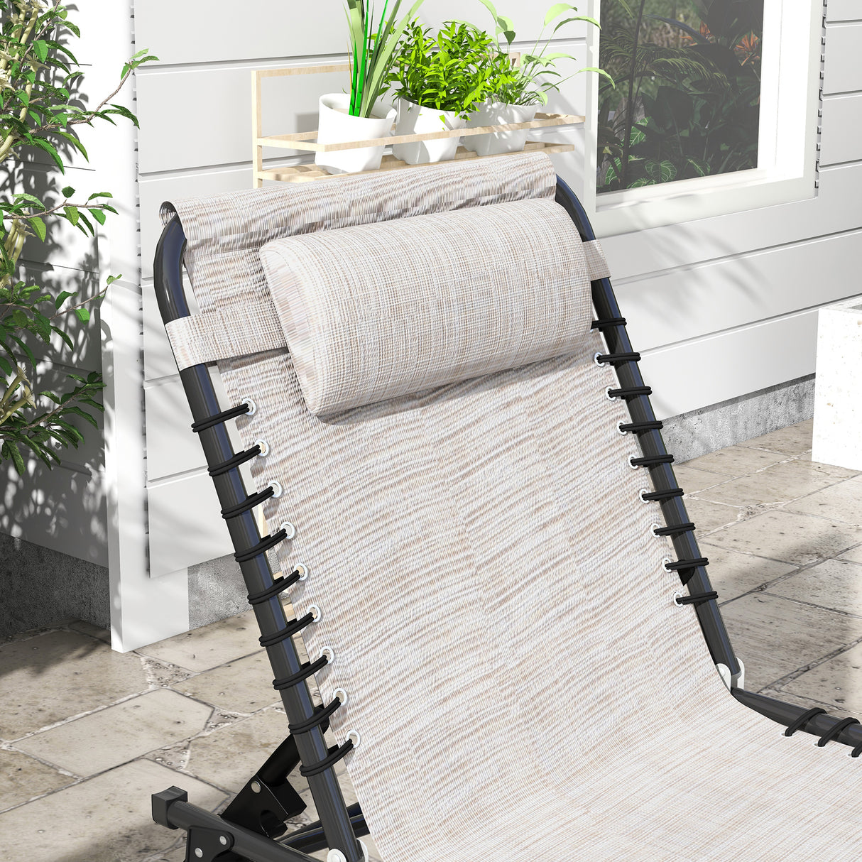 Steel Folding Sun Lounger in Set of 2 With 4-Position Backs - Velmora