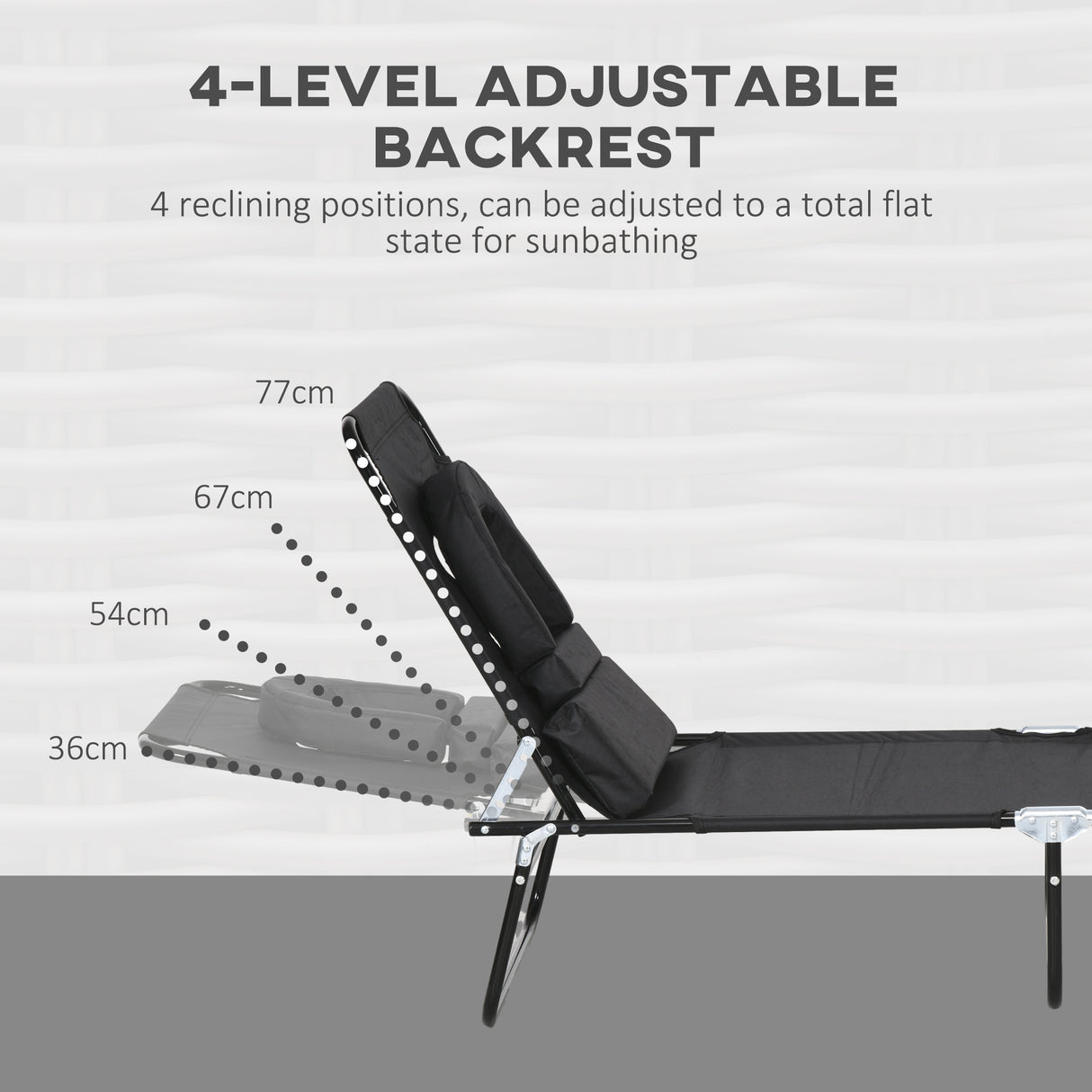 Steel Folding Sun Lounger in Set of 2 With Face Hole And 4-Position Adjustable Backrest - Velmora
