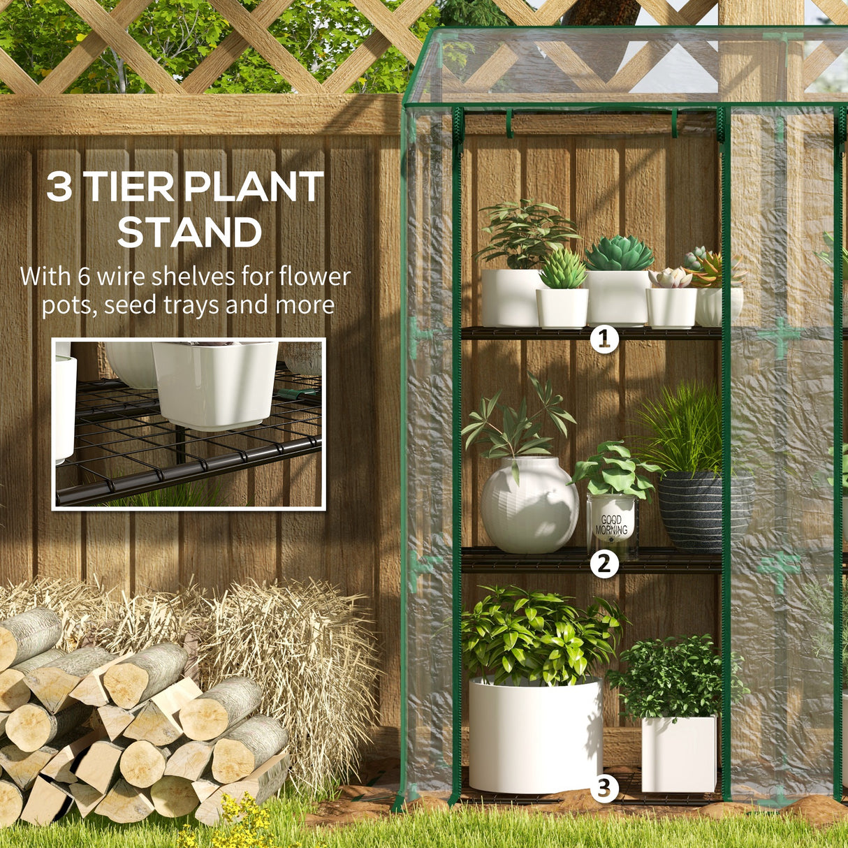 Steel Frame Garden Greenhouse 143cm Wide With 6 Shelves - Velmora