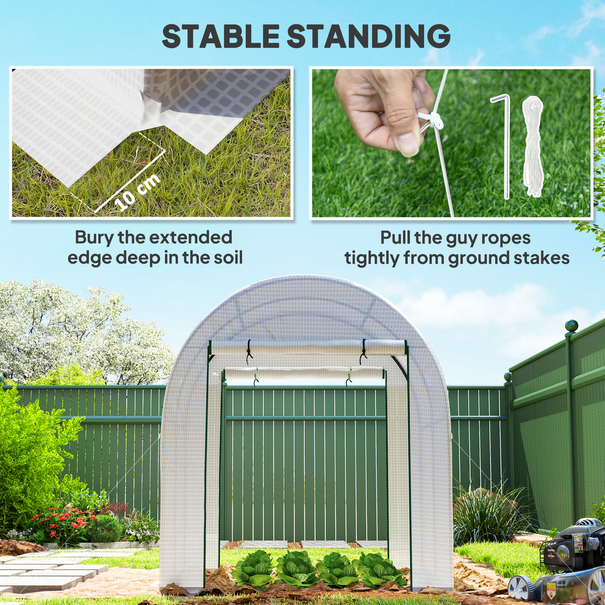 Steel Frame Garden Greenhouse 180cm Wide - Velmora