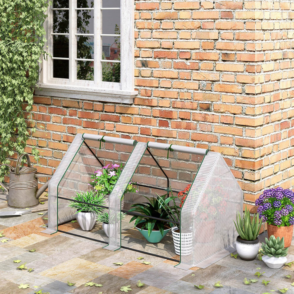 Steel Frame Garden Greenhouse 180cm Wide With Zipped Door - Velmora