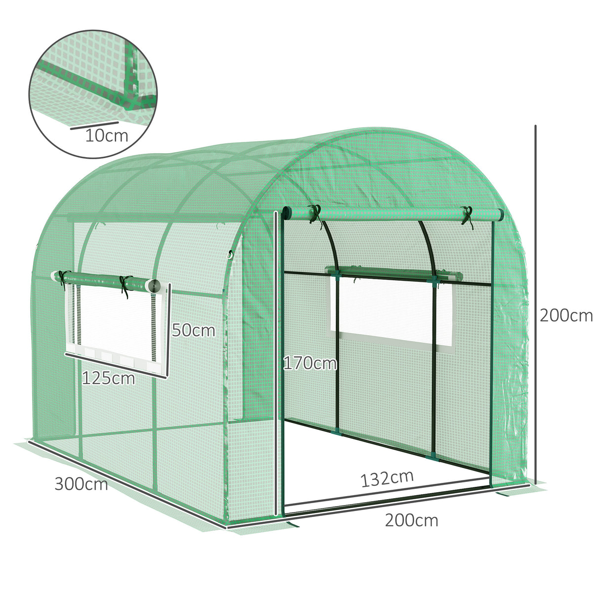 Steel Frame Garden Greenhouse 200cm Wide - Velmora