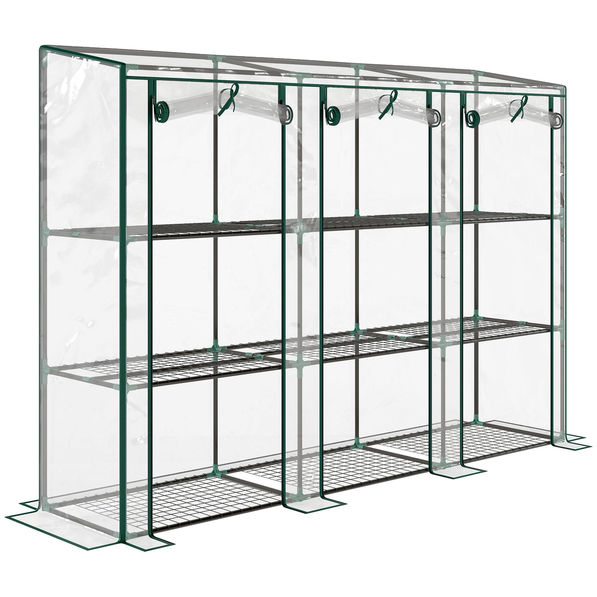 Steel Frame Garden Greenhouse 215cm Wide With 9 Shelves - Velmora