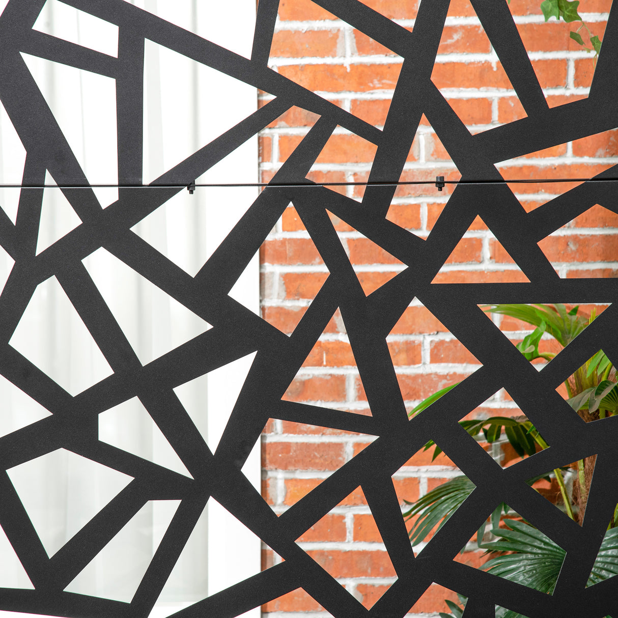 Steel Freestanding Garden Partition Screen With Stand 198cm Wide - Velmora
