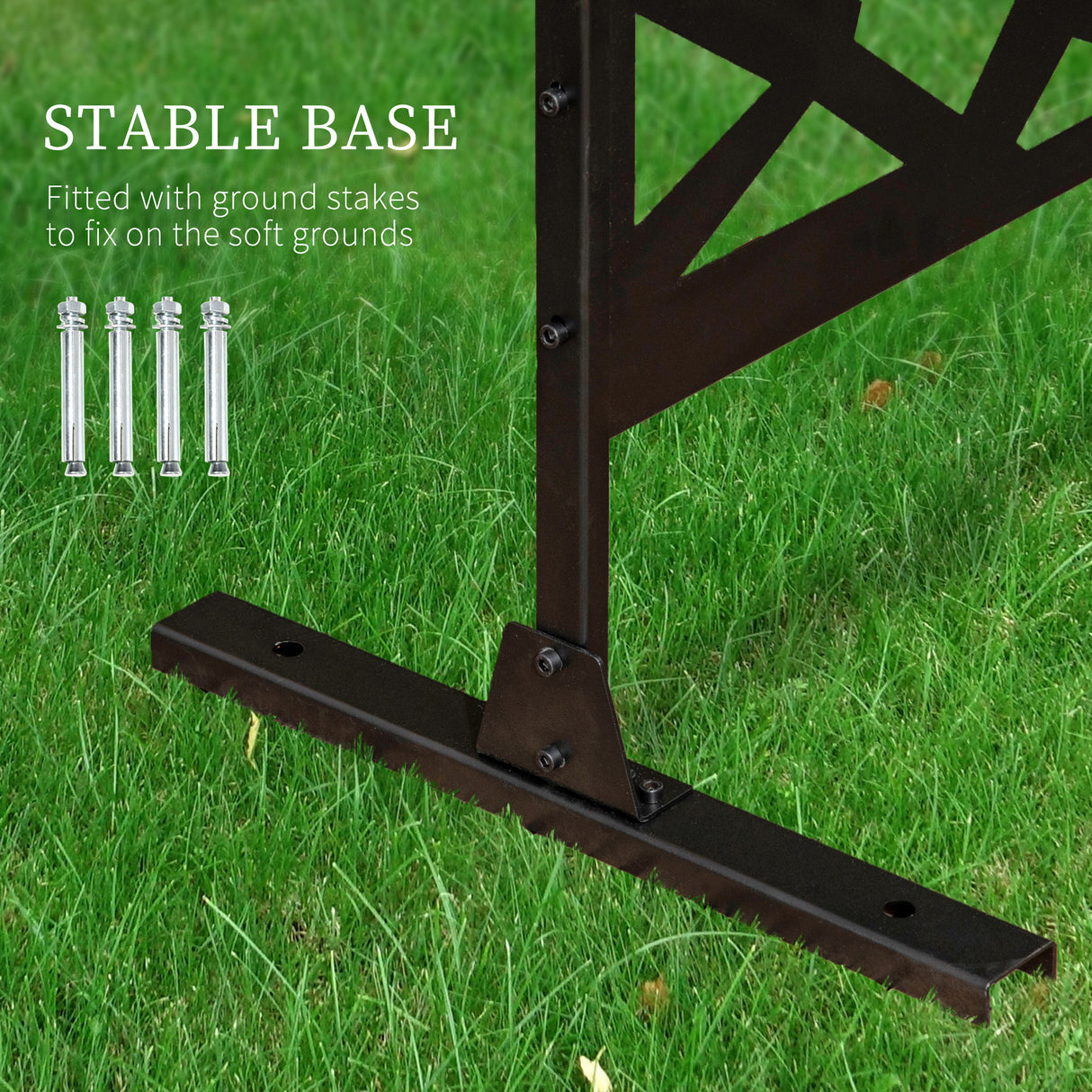 Steel Freestanding Garden Partition Screen With Stand 198cm Wide - Velmora