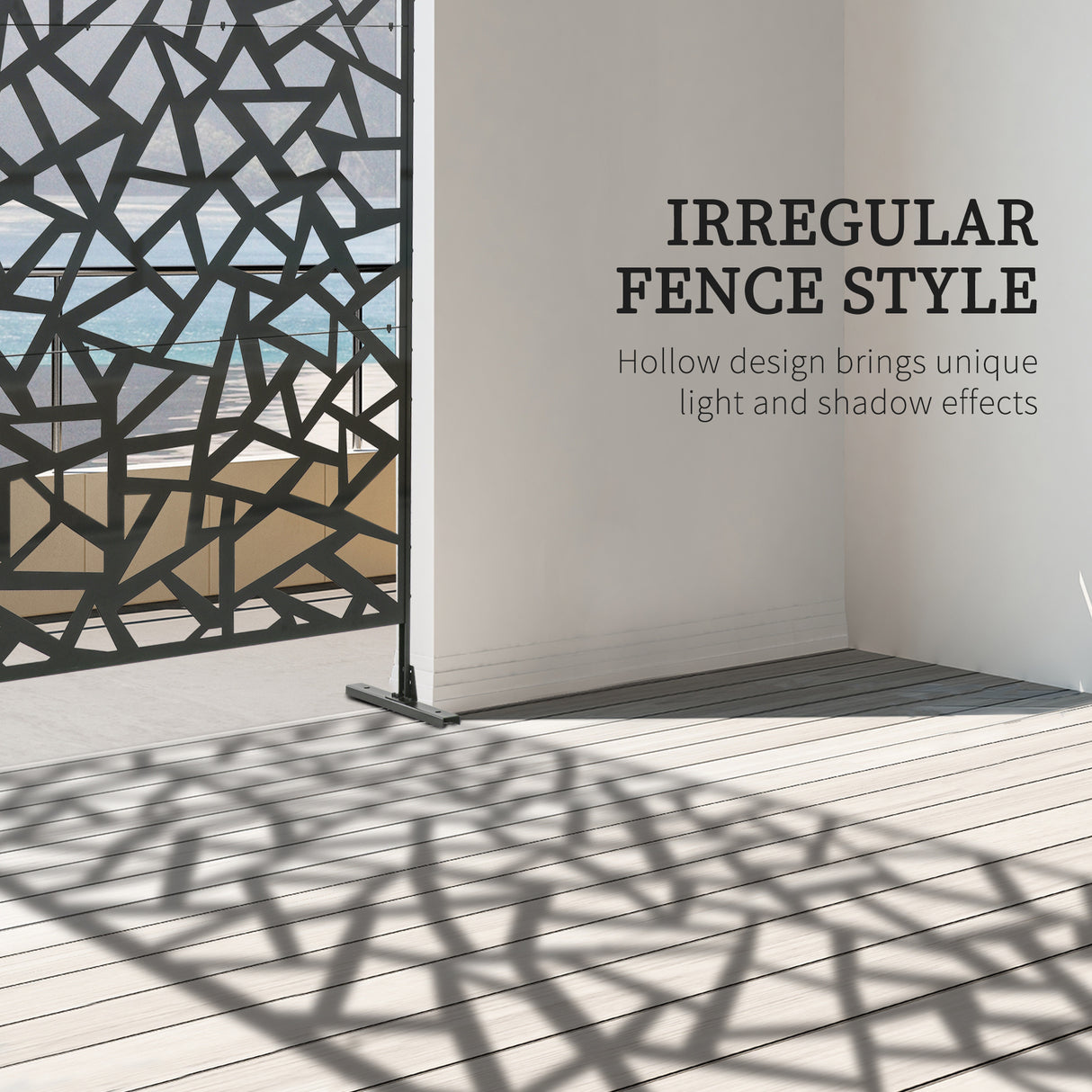 Steel Freestanding Garden Partition Screen With Stand 198cm Wide - Velmora