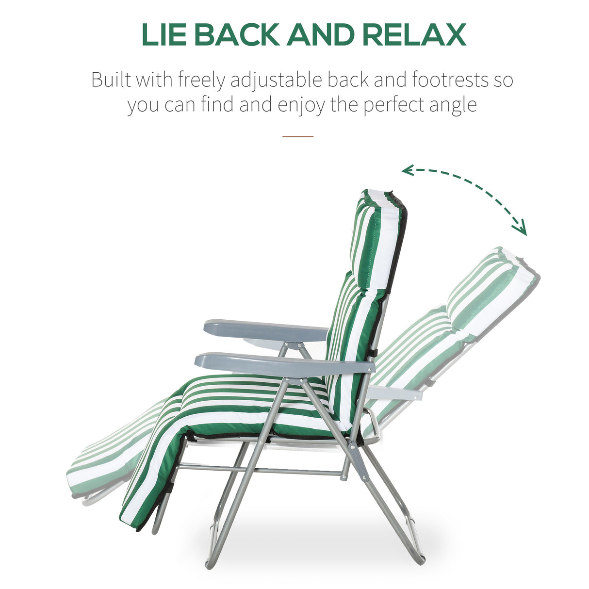 Steel Garden Sun Lounger in Set of 2 With Cushions With Adjustable Backrest - Velmora