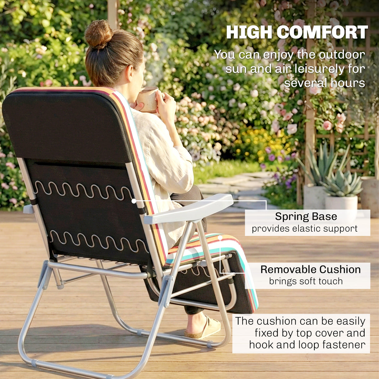 Steel Garden Sun Lounger in Set of 2 With Cushions With Adjustable Backrest - Velmora
