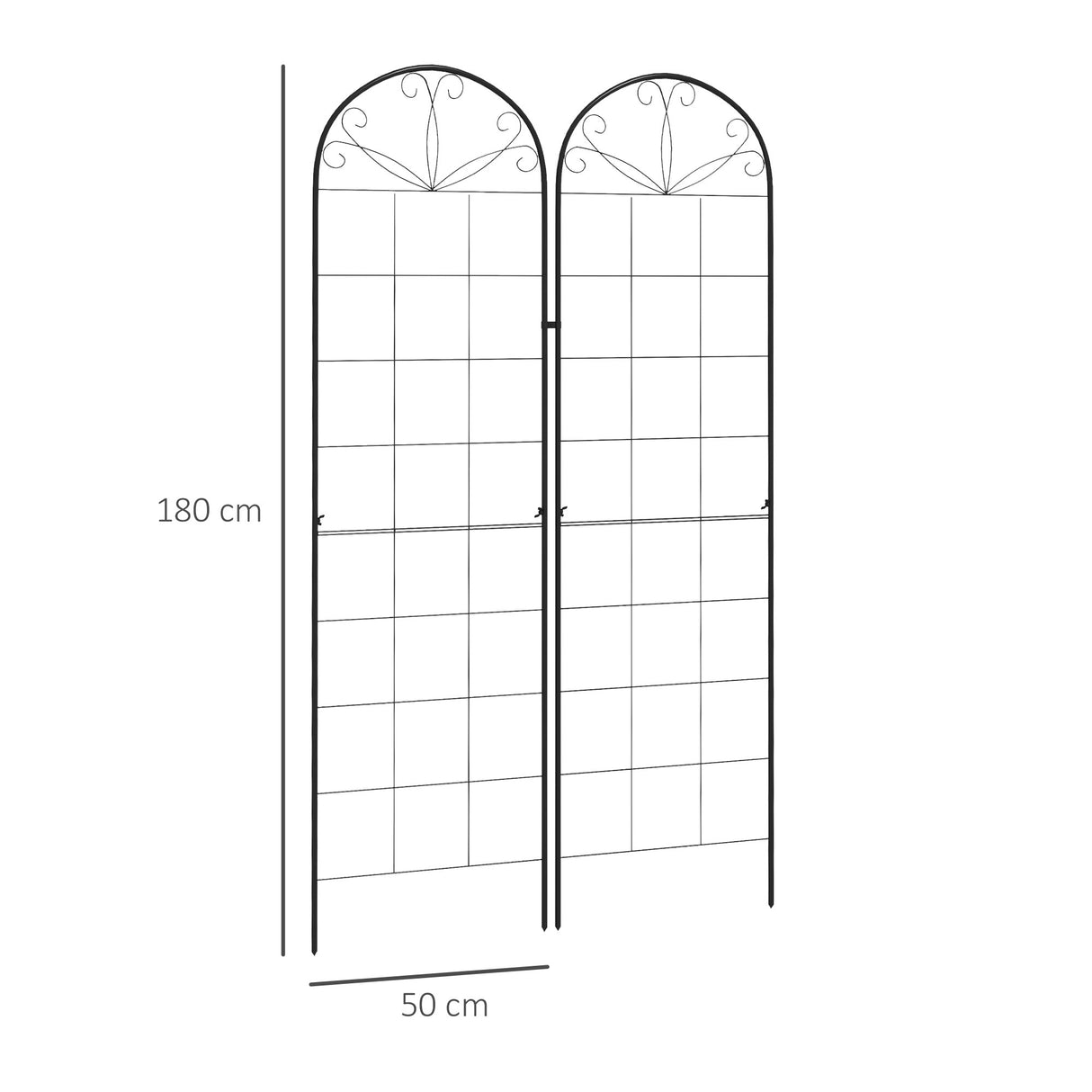 Steel Garden Trellis 50cm Wide in Set Of 2 Grid Design - Velmora