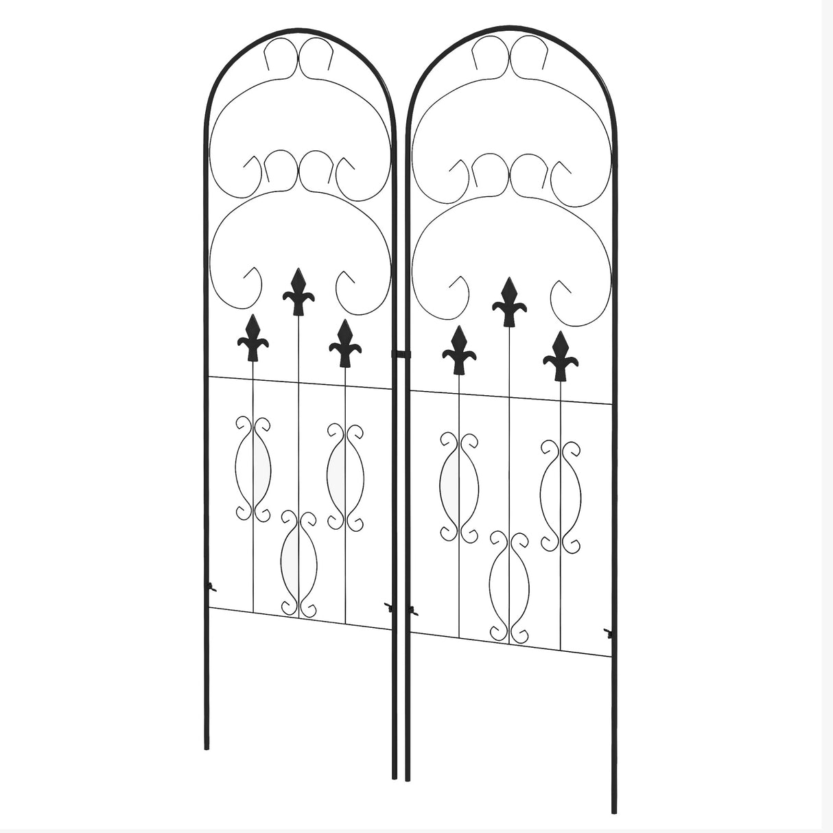 Steel Garden Trellis 50cm Wide in Set Of 2 Scrolls Design - Velmora