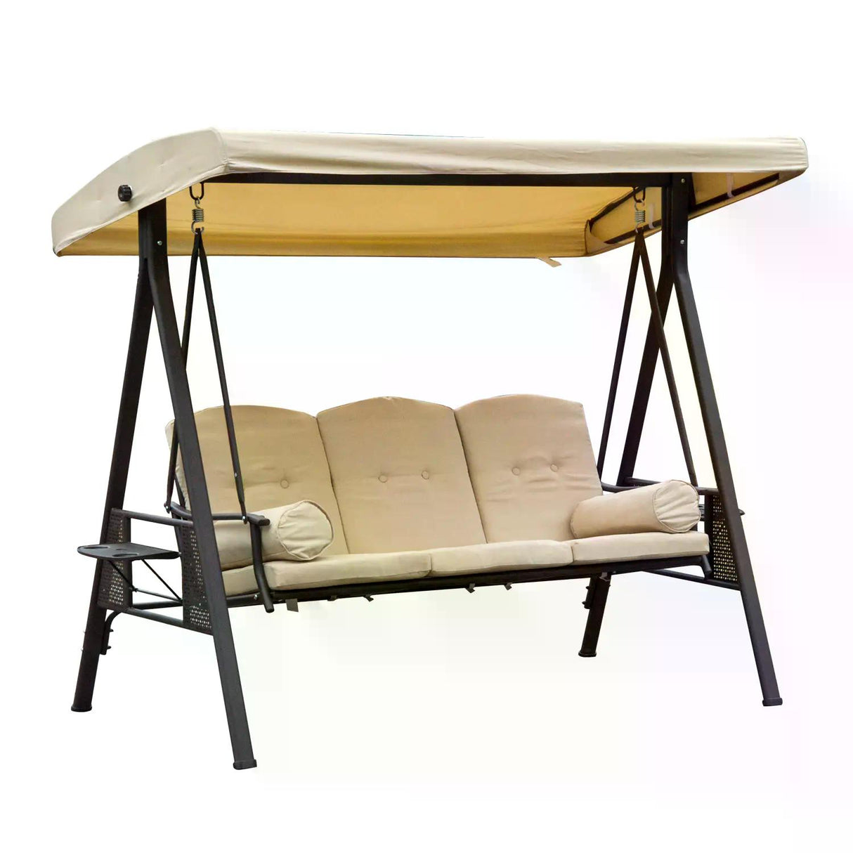 Steel Hammock 3 Seater Swing Chair With Canopy Cushion Shelter - Velmora