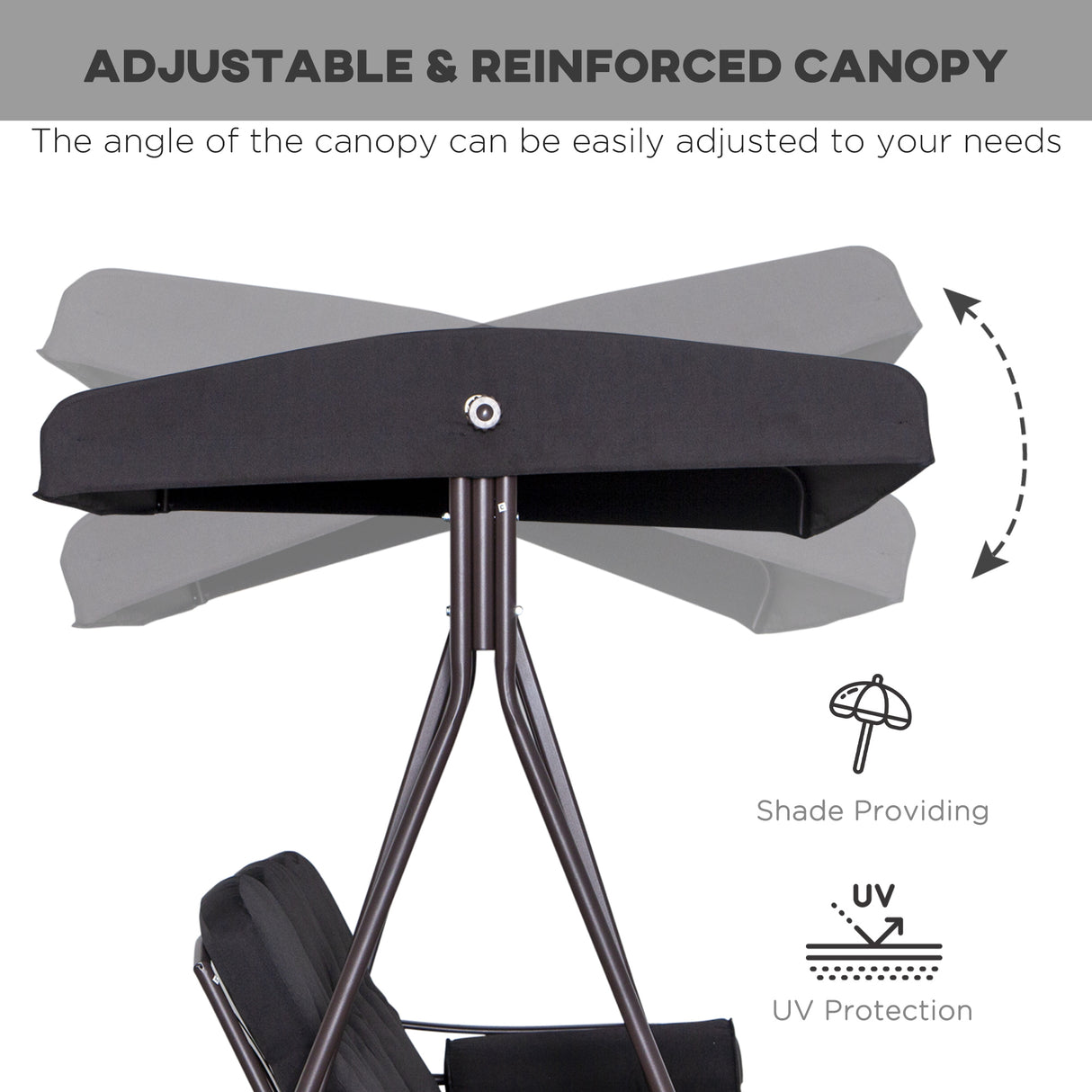 Steel Hammock 3 Seater Swing Chair With Canopy Cushion Shelter - Velmora