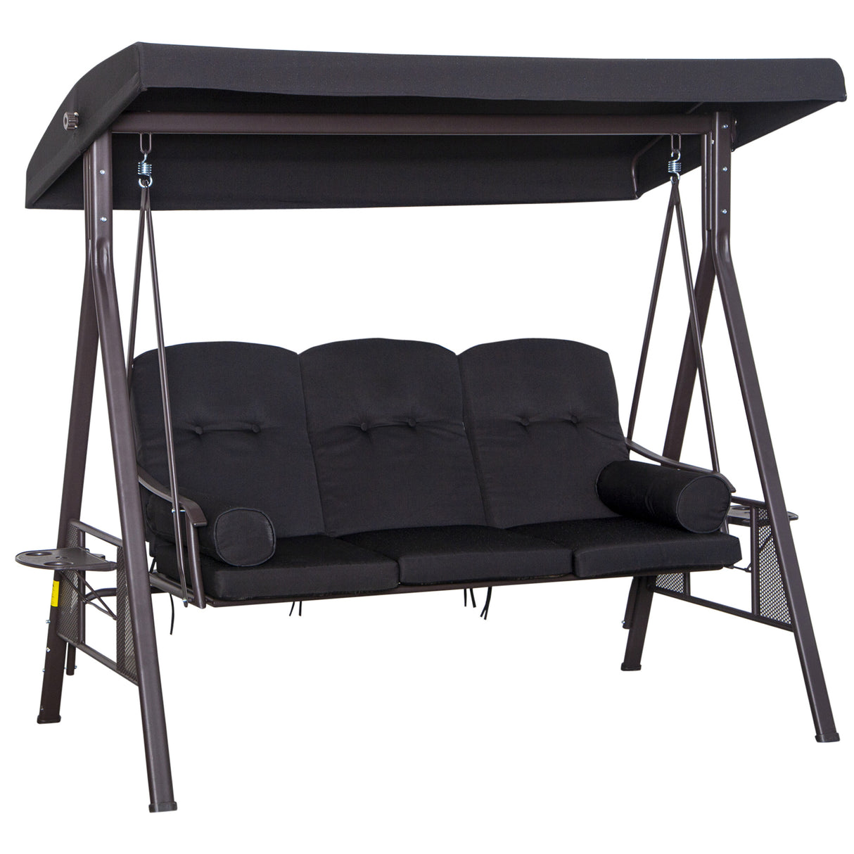 Steel Hammock 3 Seater Swing Chair With Canopy Cushion Shelter - Velmora
