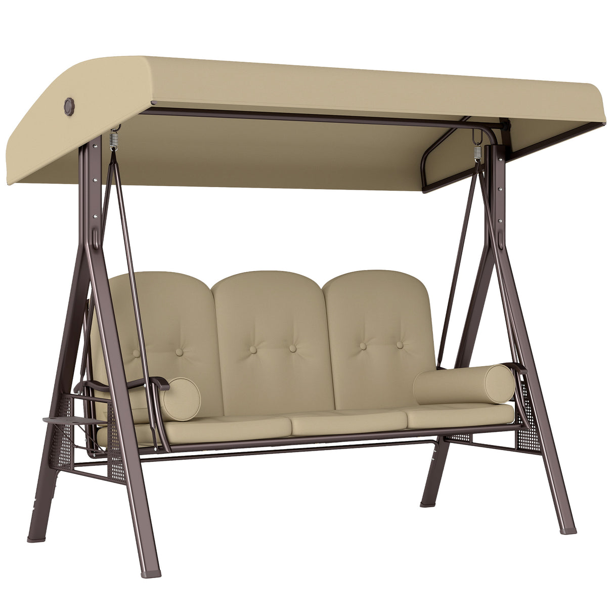Steel Hammock 3 Seater Swing Chair With Canopy Cushion Shelter - Velmora