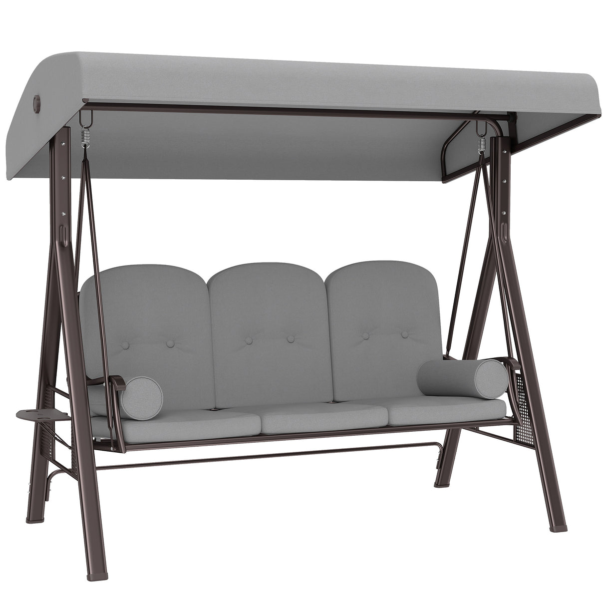 Steel Hammock 3 Seater Swing Chair With Canopy Cushion Shelter - Velmora
