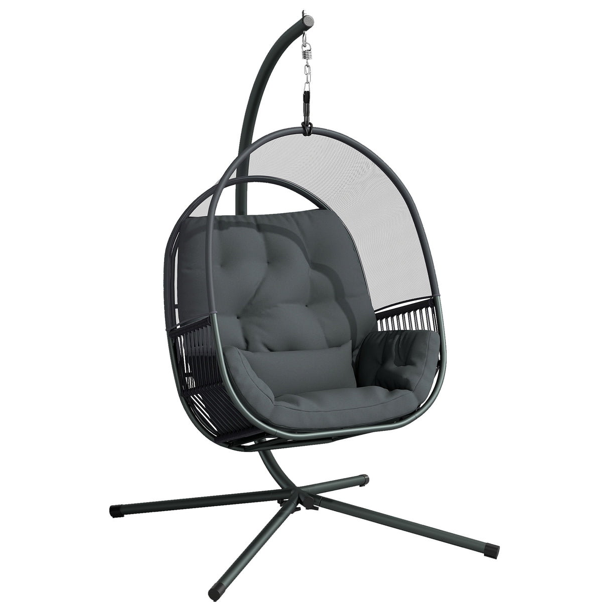 Steel Hanging Egg Swing Chair With Cushion - Velmora