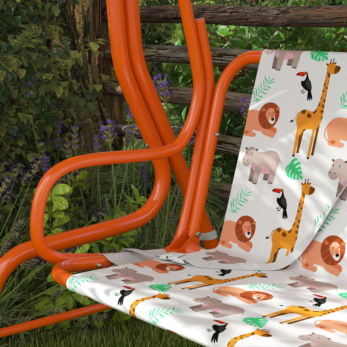 Steel Kids 2 Seater Garden Swing Chair With Adjustable Canopy And Safety Belt - Velmora
