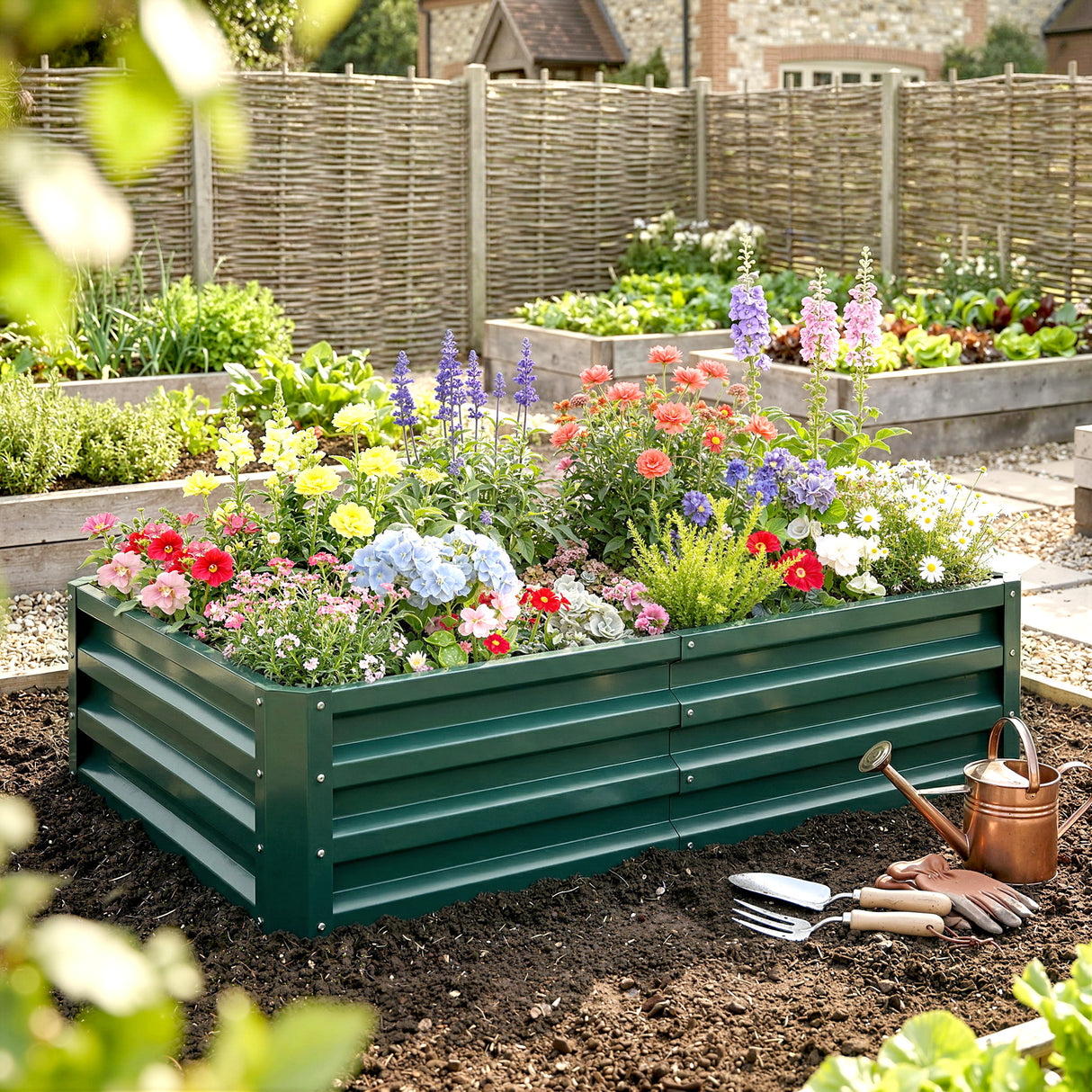 Steel Outdoor Garden Planter Box 120cm Wide - Velmora