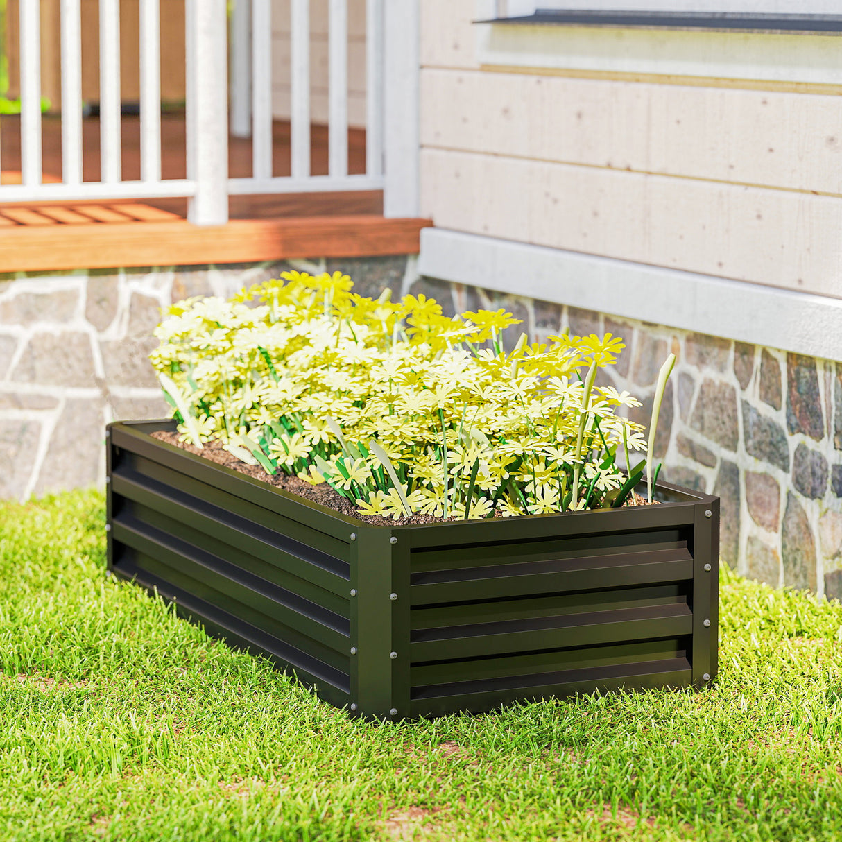 Steel Outdoor Garden Planter Box 120cm Wide - Velmora