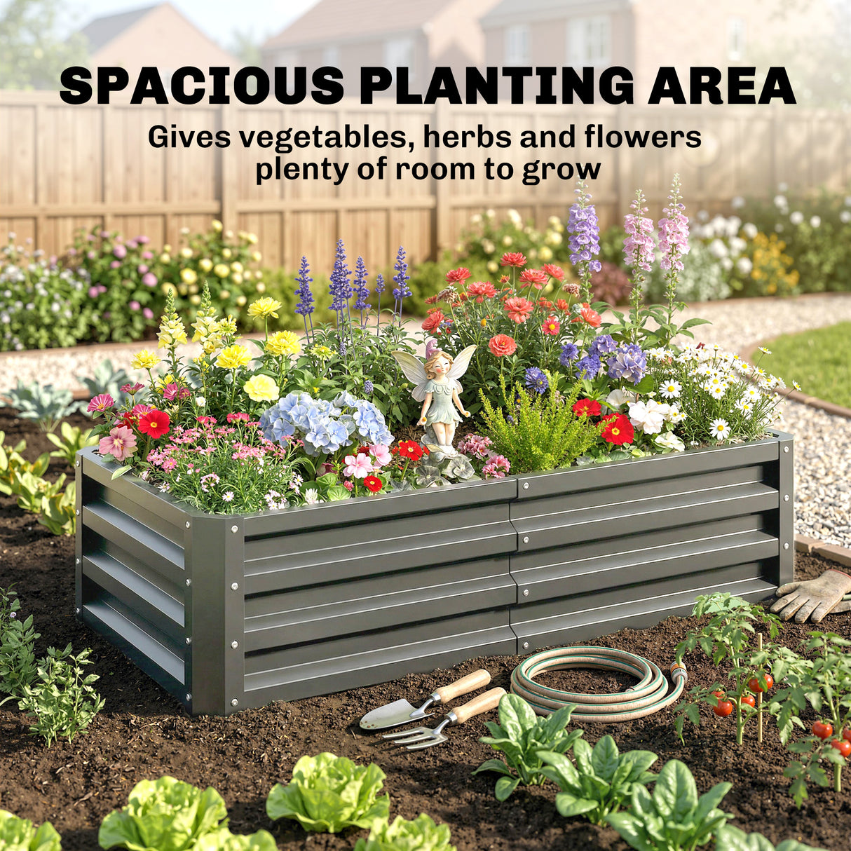 Steel Outdoor Garden Planter Box 120cm Wide - Velmora
