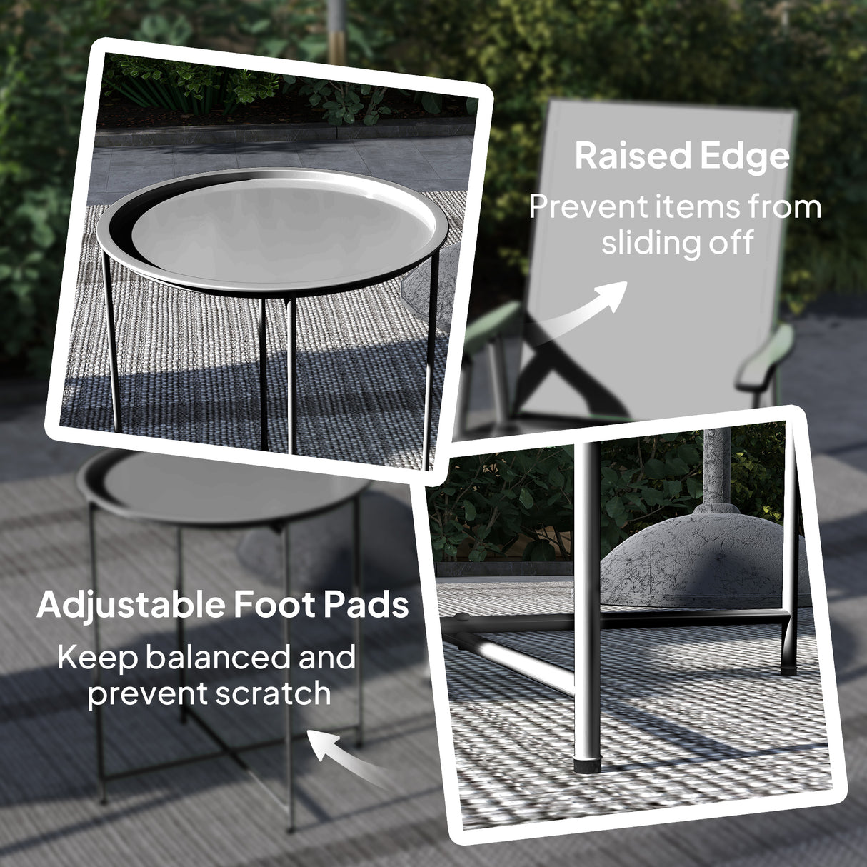 Steel Outdoor Garden Table Removable Tray Top - Velmora