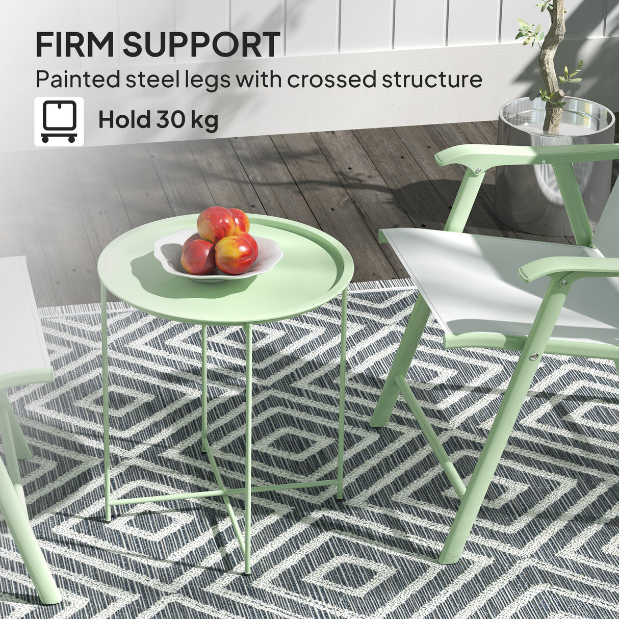 Steel Outdoor Garden Table Removable Tray Top - Velmora