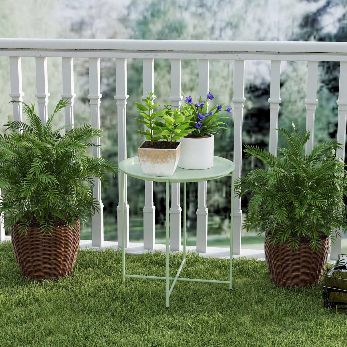 Steel Outdoor Garden Table Removable Tray Top - Velmora