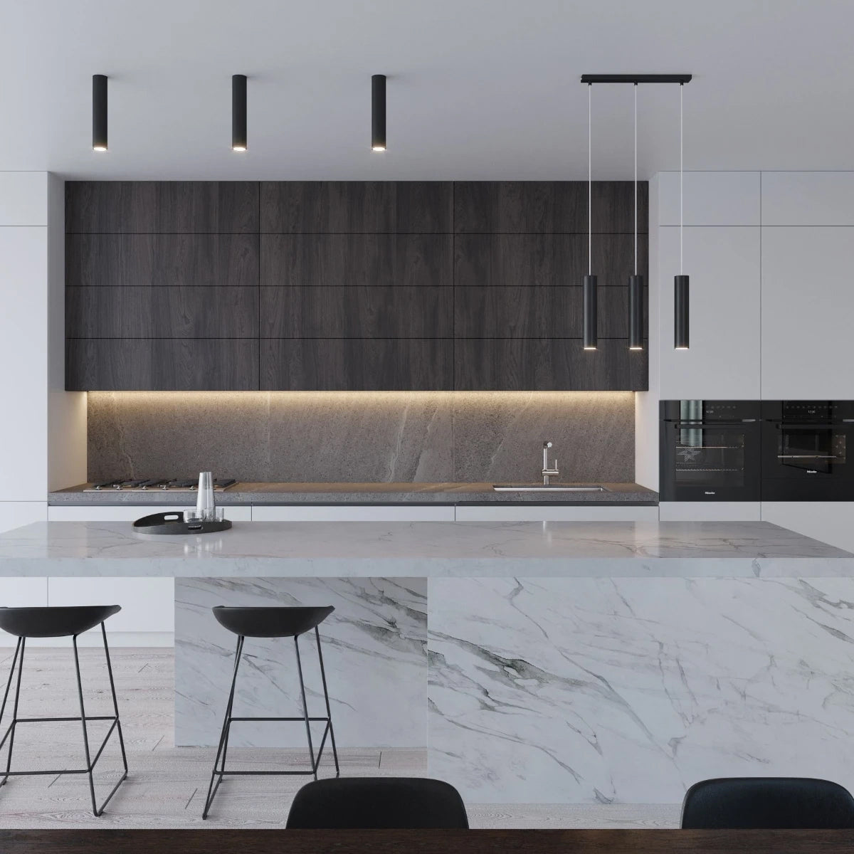 Steel Pendant Light With Lagos 2 Lamp - Ocean Green