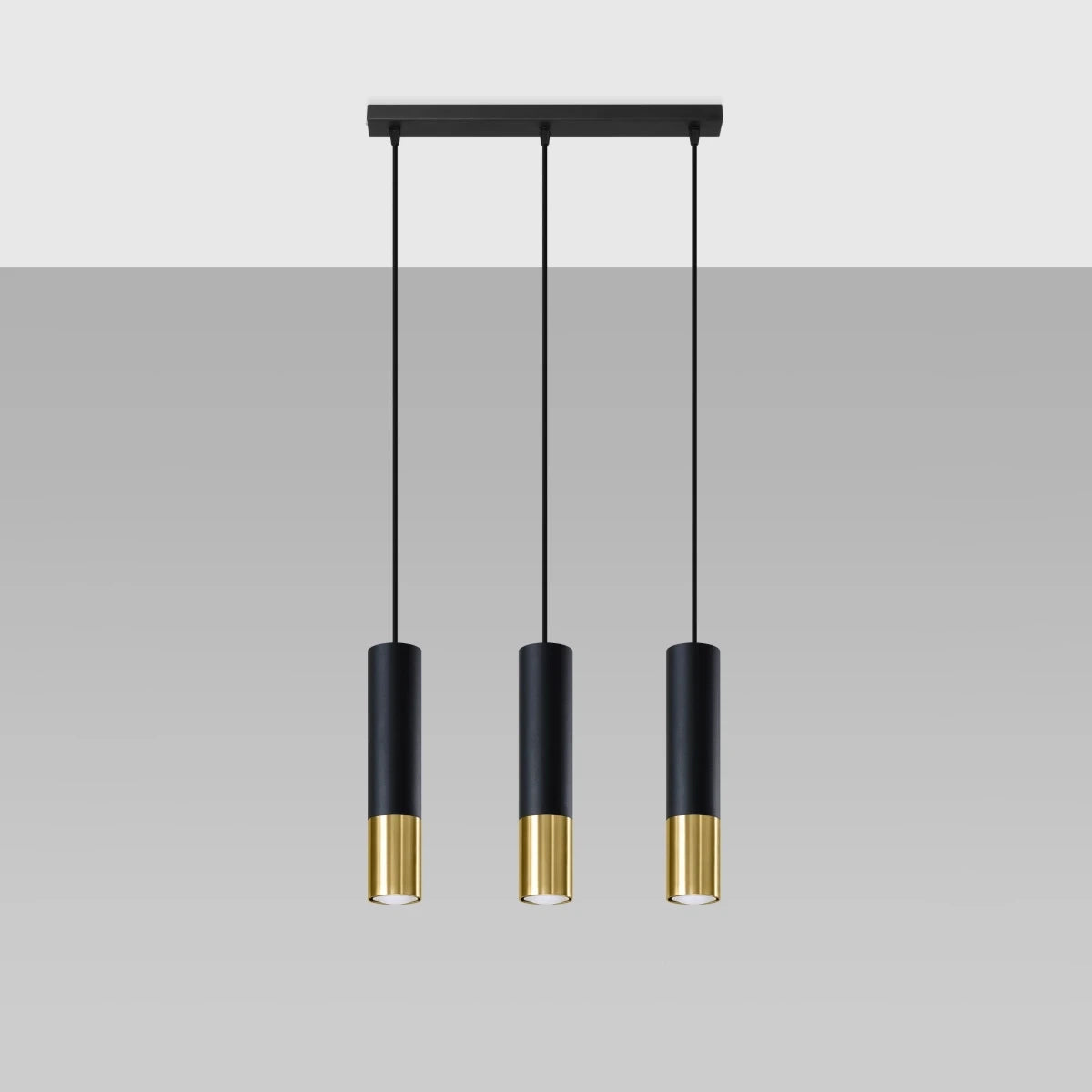 Steel Pendant Light With Loopez 3L Lamp in Black - Ocean Green