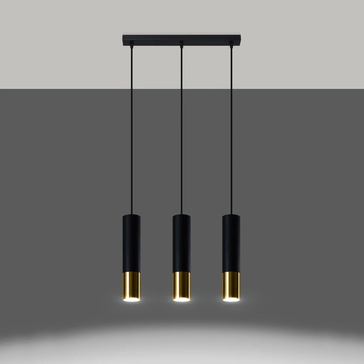 Steel Pendant Light With Loopez 3L Lamp in Black - Ocean Green