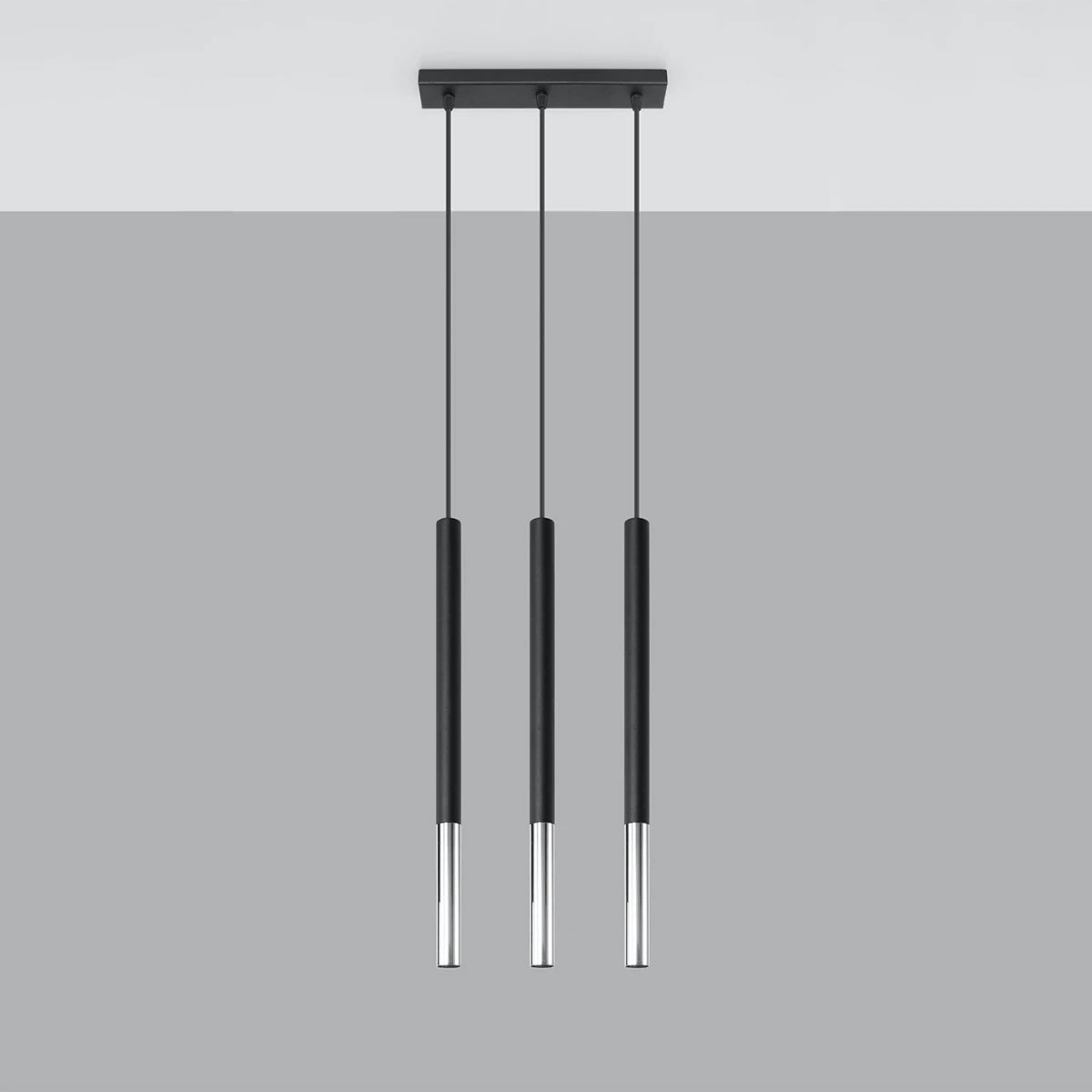 Steel Pendant Light With Mozaica 3L Lamp in Black - Ocean Green