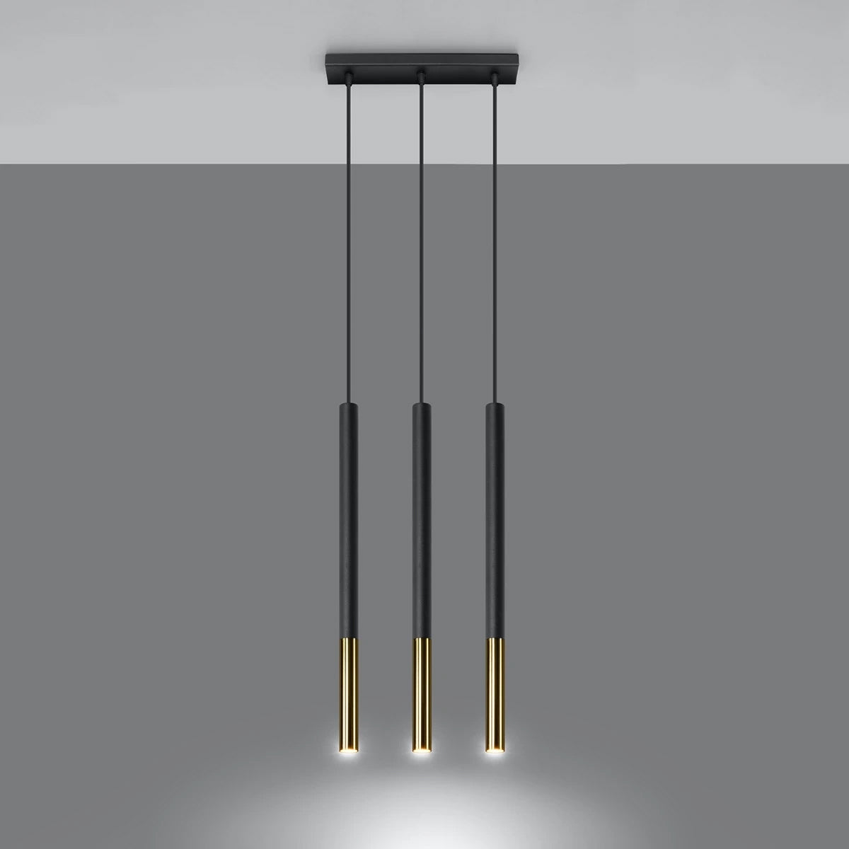 Steel Pendant Light With Mozaica 3L Lamp in Black - Ocean Green