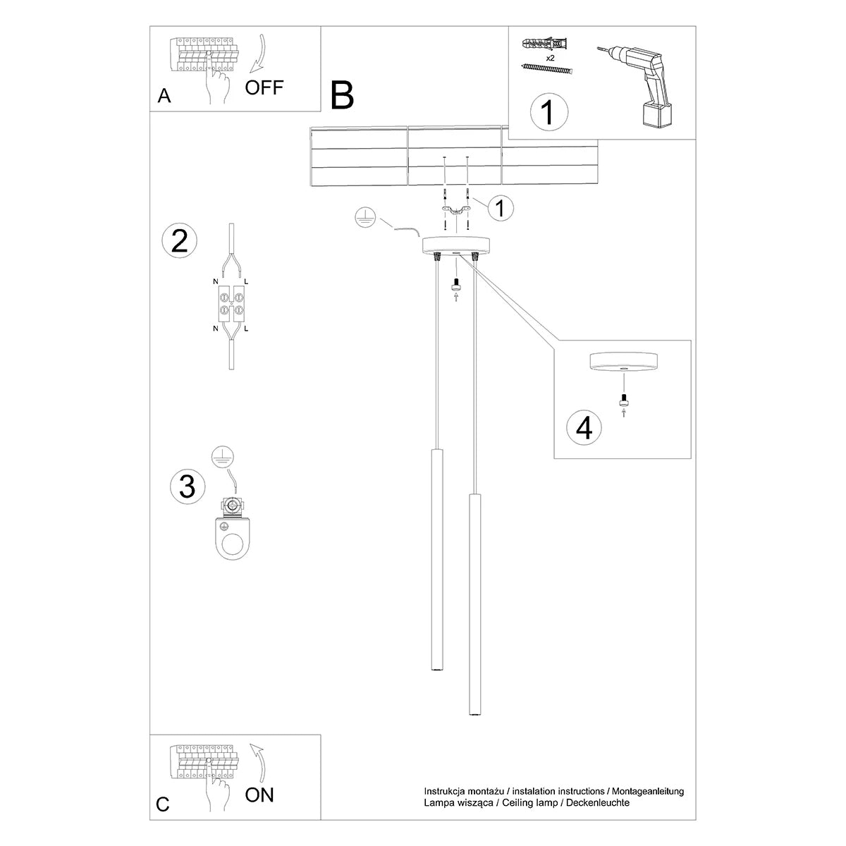 Steel Pendant Light With Pastelo 2 Lamp - Ocean Green