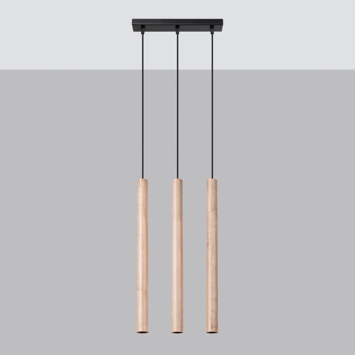 Steel Pendant Light With Pastelo 3L Wooden Lamp - Peach Puff