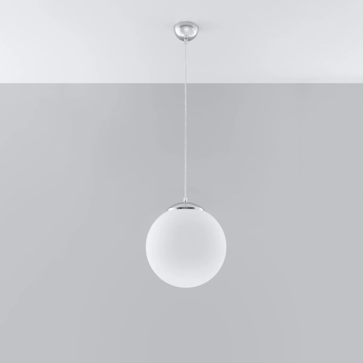 Steel Pendant Light With White Ugo 30 Glass Globe Lamp - French Sky