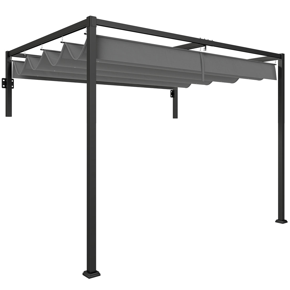 Steel Pergola With Retractable Canopy 297cm Width x 211cm Depth - Velmora